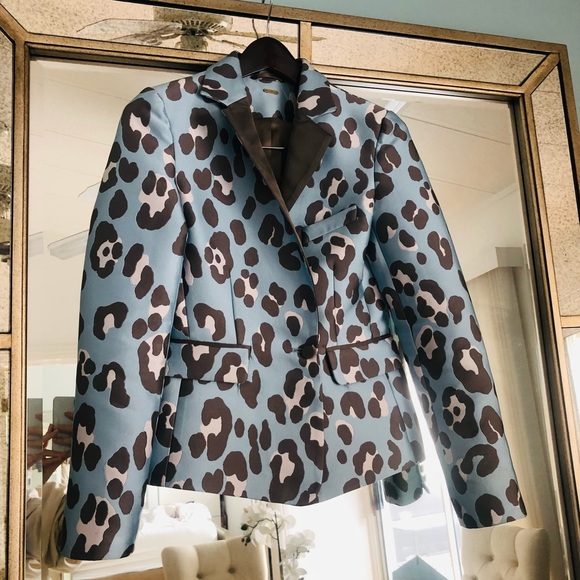 Adam Lippes(NOT for target collection) Womens Sky Leopard Print Silk blazer - Picture 3 of 10